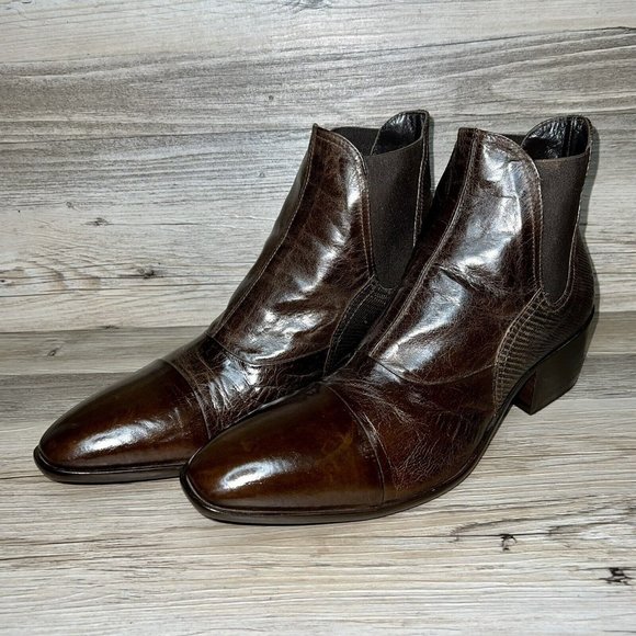 Jo Ghost Lizard Cap Toe Brown Chelsea Boot Italian Leather Men\'s US 8.5 EU 41.5 main image 8